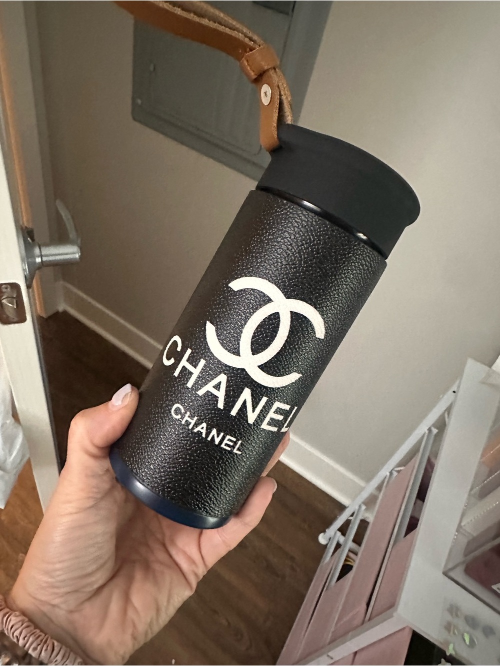 Unlisted Black and Tan Textured Travel Tumbler